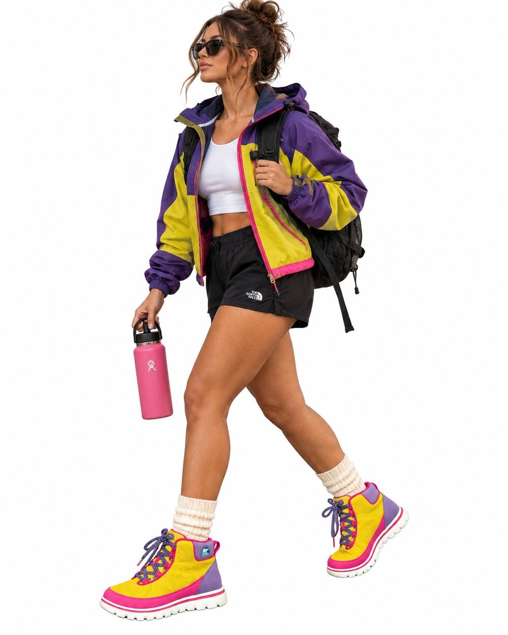 Sorel Tivoli Go High Womens 7 Yellow Pink Purple Lace Up Sneaker Boots Y2K